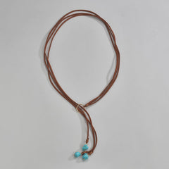 1PCS Irregular Turquoise Velvet Necklace, Double Layer Adjustable Choker, Handmade Bohemian Layering Jewelry, Natural Stone Fashion Statement Piece (Blue&White)