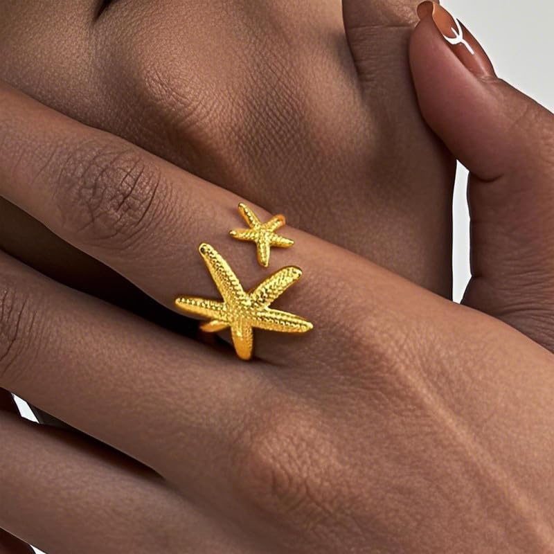 Bold Gold Statement Ring for Women Dainty Beachy Summer Jewelry Stackable Ring Vacation Accessories Party Jewelry Gifts for Her