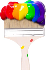 6"" Wide Bristle Hair Wooden Handle Paint Brush Wall Painting Tool, Silver