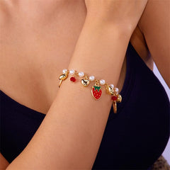 Strawberry Bracelet for Women Unique Fruit Charm Jewelry Gift Ready Fashion Accessory