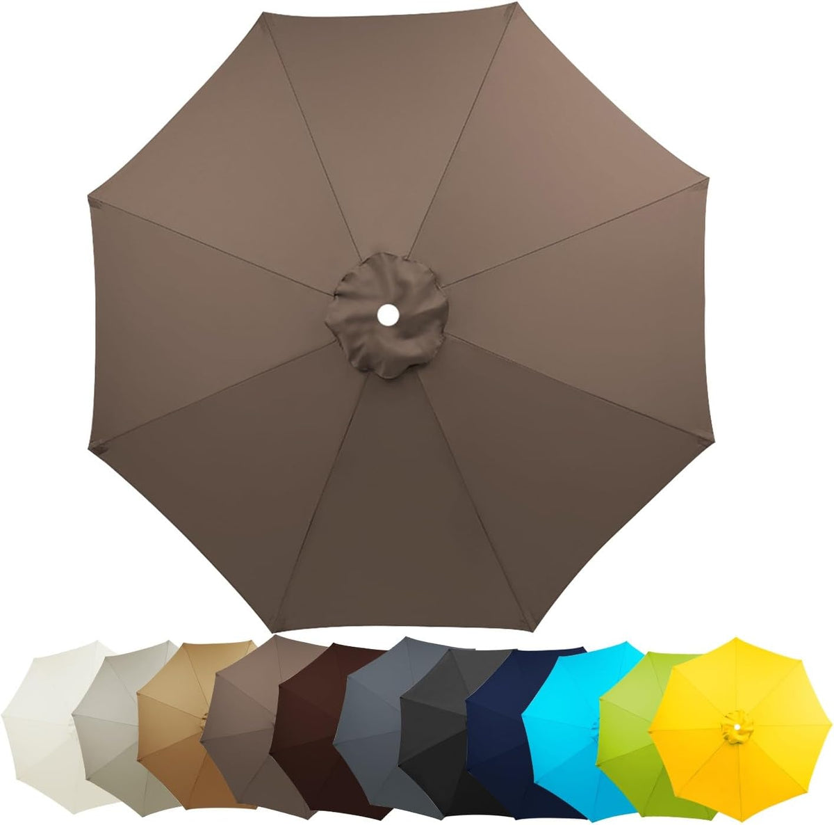 7.5ft 9ft 10ft Outdoor Table Market Yard Umbrella Canopy Top Replacement UV Protective Covers Cloth, 6 Ribs 8 Ribs Patio Umbrella Replacement Top Canopy Cover