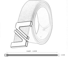 Mens Faux Leather Belts Dress Waist Belt With Removable Alloy Smooth Plaque Buckle Belt 33mm Width (Dark Blue)