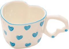 250ml/8.5oz Creative Under Glaze Ceramic Cup And Plate Cute Girl Hand-Painted Pink Love Coffee Cup And Plate Set-Love Plate - Yellow