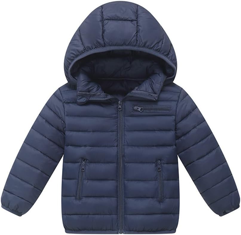 Valcatch Kids Boys Girls Puffer Jackets Hooded Winter Coat with Zipper Pockets Warm Down Coat Padded Full Zip Snow Outerwear