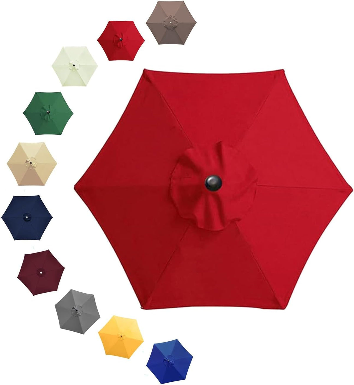 Patio Replacement Parasol Cover Umbrella Cover for 6 Ribs, Water Resistant Garden Umbrella Cover Cloth, Outdoor Parasol Top Fabric Cover Polyester UV Sun Protection(Lake Blue,2.0m/6.5ft)