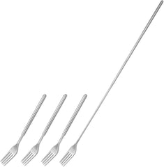 4 Pcs Extendable Forks,Stainless Steel Fork Long Cutlery Retractable Cutlery Fork Extensions, For Dinner Pasta Dessert Salad Fruit Dessert 8 To 25.4 Long