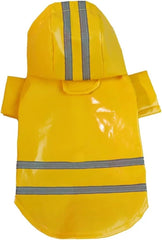 Waterproof Pets Clothes Reflective Hooded Dog Raincoats PU Puppy Pet Rain Coat Jackets Outdoor Cats Clothing Compatible with Chihuahua (Color : Yellow, Size : M)