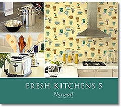 CONCORD WALLCOVERINGS ™ Fresh Kitchens, Kitchen Design Light Blue Wallpaper, Sample 7" x 10"