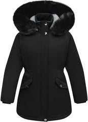 Girl's Long Coat Waterproof Winter Kids Outerwear Warm Parka Puffer Jacket with Hood