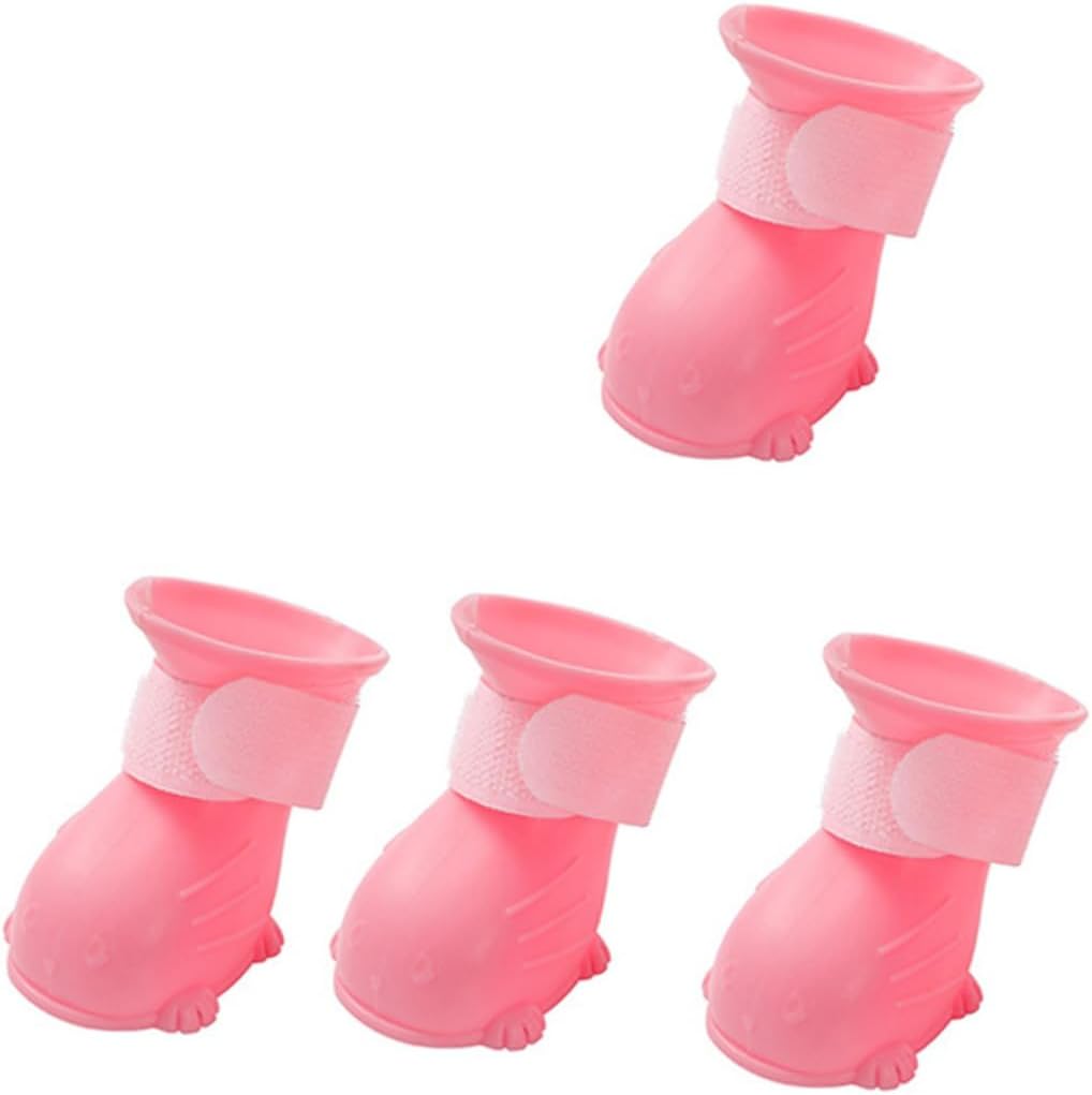 4pcs Dog Rain Boots -Resistant Pet Shoes for Dogs and Easy to Rain Shoes for Rainy Days Comfortable and Non-Skid Design