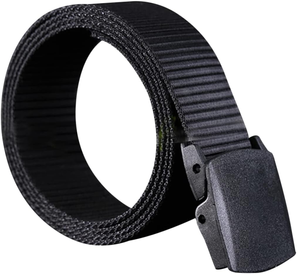 BESTYASH Airport Friendly Mens Casual Canvas Belt with Automatic Plastic Buckle Lightweight Nylon Webbing Moisture Wicking Matte Finish Suitable for Outdoor Military Jeans and Business