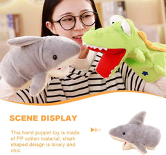 LUOZZY Cute Plush Shark Hand Puppet Shark Puppets Toys, Kids Hand Puppets Plush Shark Toys Soft Shark Gloves Figure, Gray