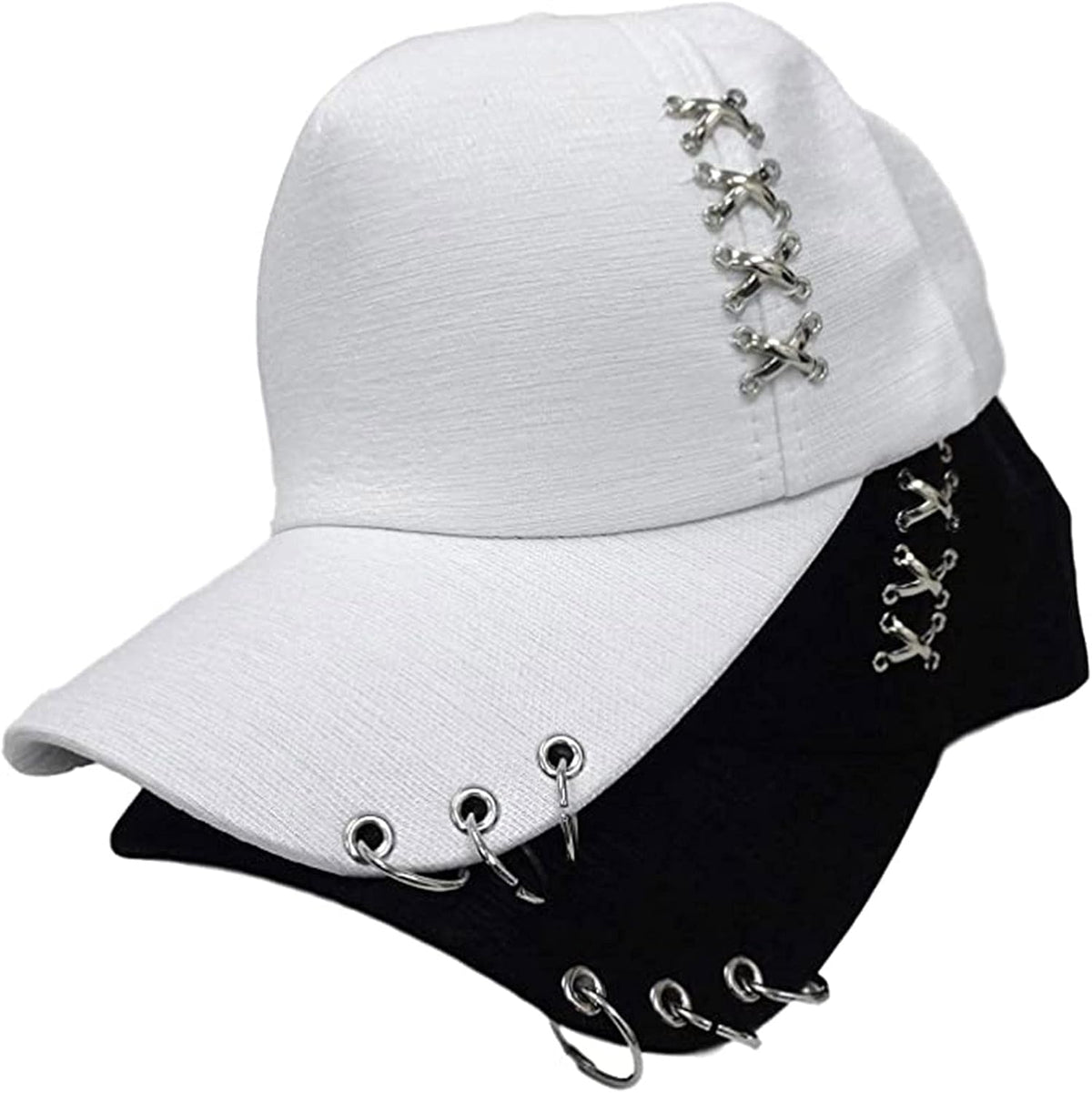 Iron Ring Crossed Hip Hop Hat Adjustable Long Brim Baseball Cap Outdoor Sports Sunscreen Sun Hats for Women Men