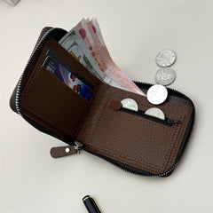 Mens Blocking Wallets Zipper Leather Wallet for Men Bifold Card Holder08（black）