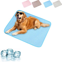 Summer Dog Cooling Mat,Washable Ice Silk Self Cool Pad for Small Medium Large Dogs Cats,Ice Silk Mat Cooling Blanket Cushion Breathable for Kennel, Sofa, Bed, Floor & Car Seats (M Grey)