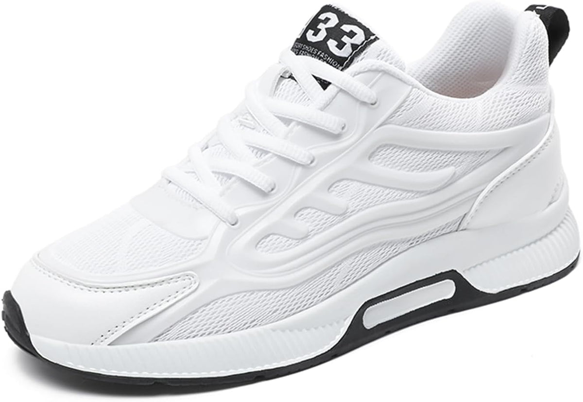 Mens Elevator Sneakers 2.36 Inch Invisible Height Increasing Taller Lifting Shoes Lace up Elevator Shoes Hidden Heel Trainers Fashion Sneakers