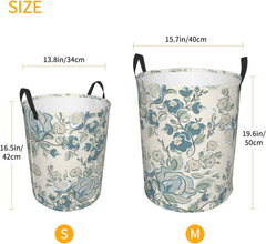 Summer Flowers Laundry Hamper Circular Laundry Basket Bin Dirty Clothes Bag Storage Basket Small