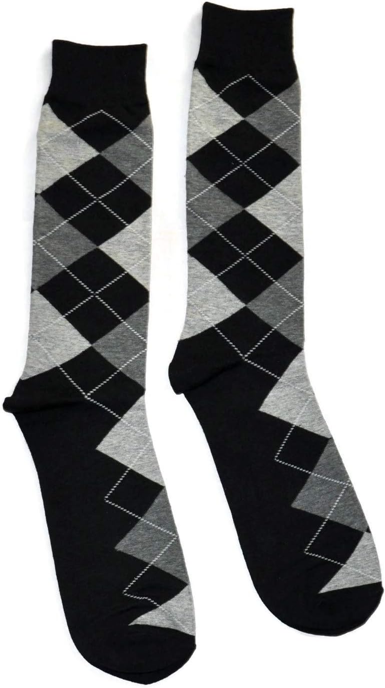 Big & Tall Men's Dress Socks - Argyle Pattern - Premium Cotton - Size 13-15