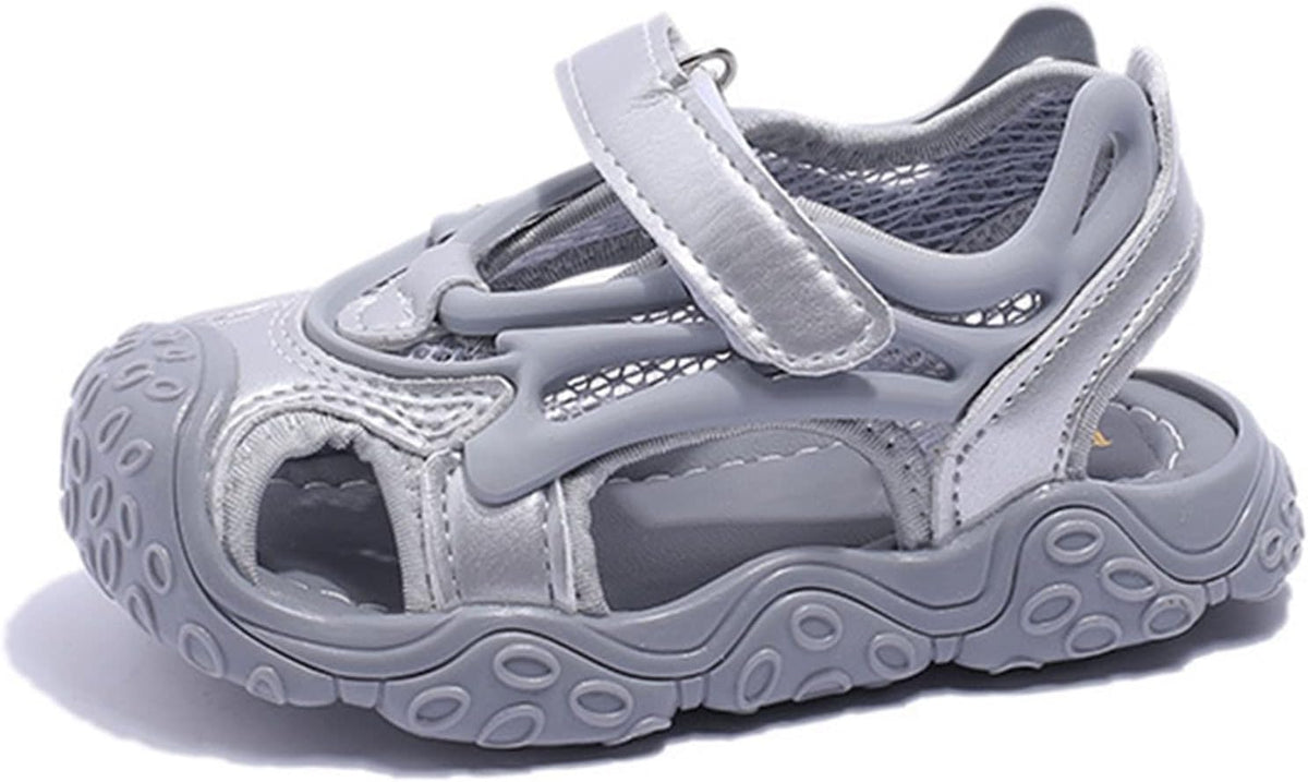 Unisex-Kids Boys Girls Sports Mesh Sandals Closed-Toe Lightweight Outdoor Athletic Hook & Loop Water Shoes