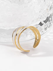 Two Tone Cuff Ring for Women Minimalist Adjustable Open Band Fashion Jewelry