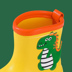 Toddler Cartoon Dinosaur Waterproof PVC Rain Boots Boys Girls Kids Non Slip Rubber Softy Rubber Rainy Shoes