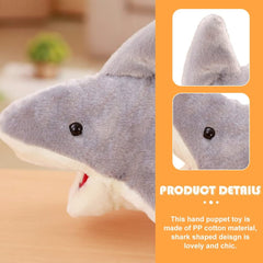 LUOZZY Cute Plush Shark Hand Puppet Shark Puppets Toys, Kids Hand Puppets Plush Shark Toys Soft Shark Gloves Figure, Gray
