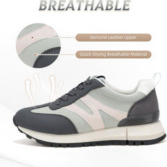 IXU Womens Sneakers Casual Lace-Up Walking Shoes for Women with Non-Slip Sole, Womens Fashion Sneakers Patchwork Designed, Breathable Lining for Tennis, Running, Daily Errands Stylish & Comfortable