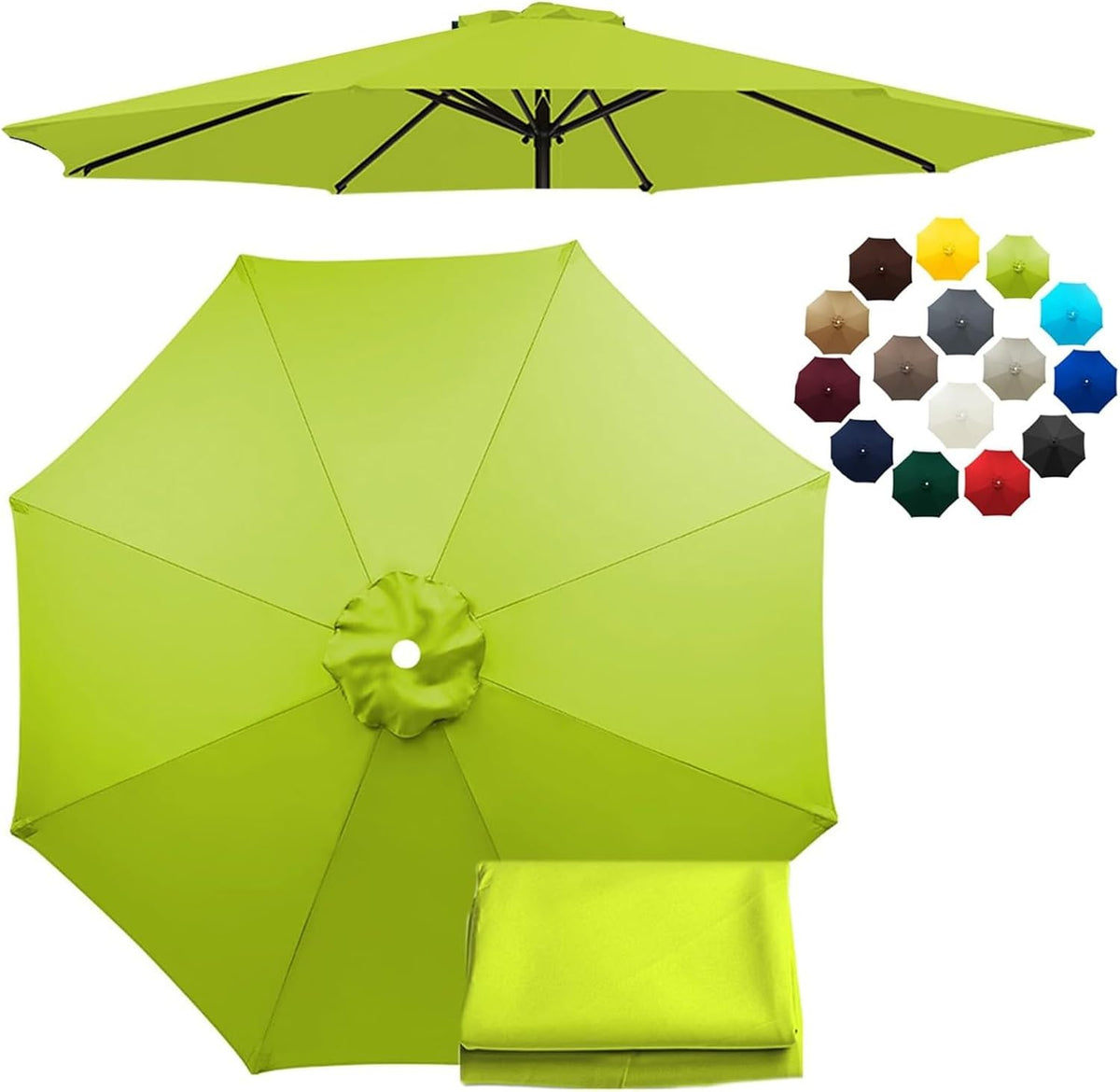 6/8 Ribs Patio Umbrella Replacement Covers, Outdoor Market Table Yard Umbrella Canopy Replacement Canvas, Umbrella Top Cover UV Protective Cloth, For Lawn Garden Backyard Pool(Light Coffee,6.5FT(6-rib