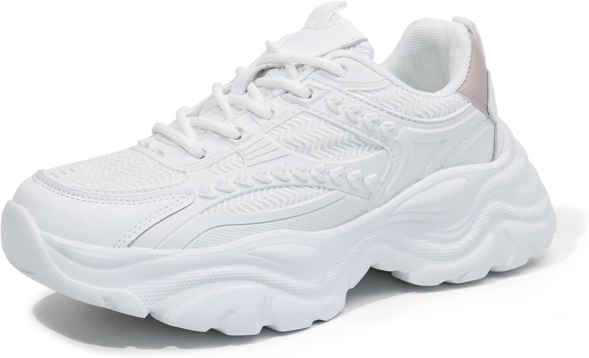 Women's Lace-up Platform Walking Shoes Comfortable Retro Stylish Workout Sport Work Casual Chunky Sneakers