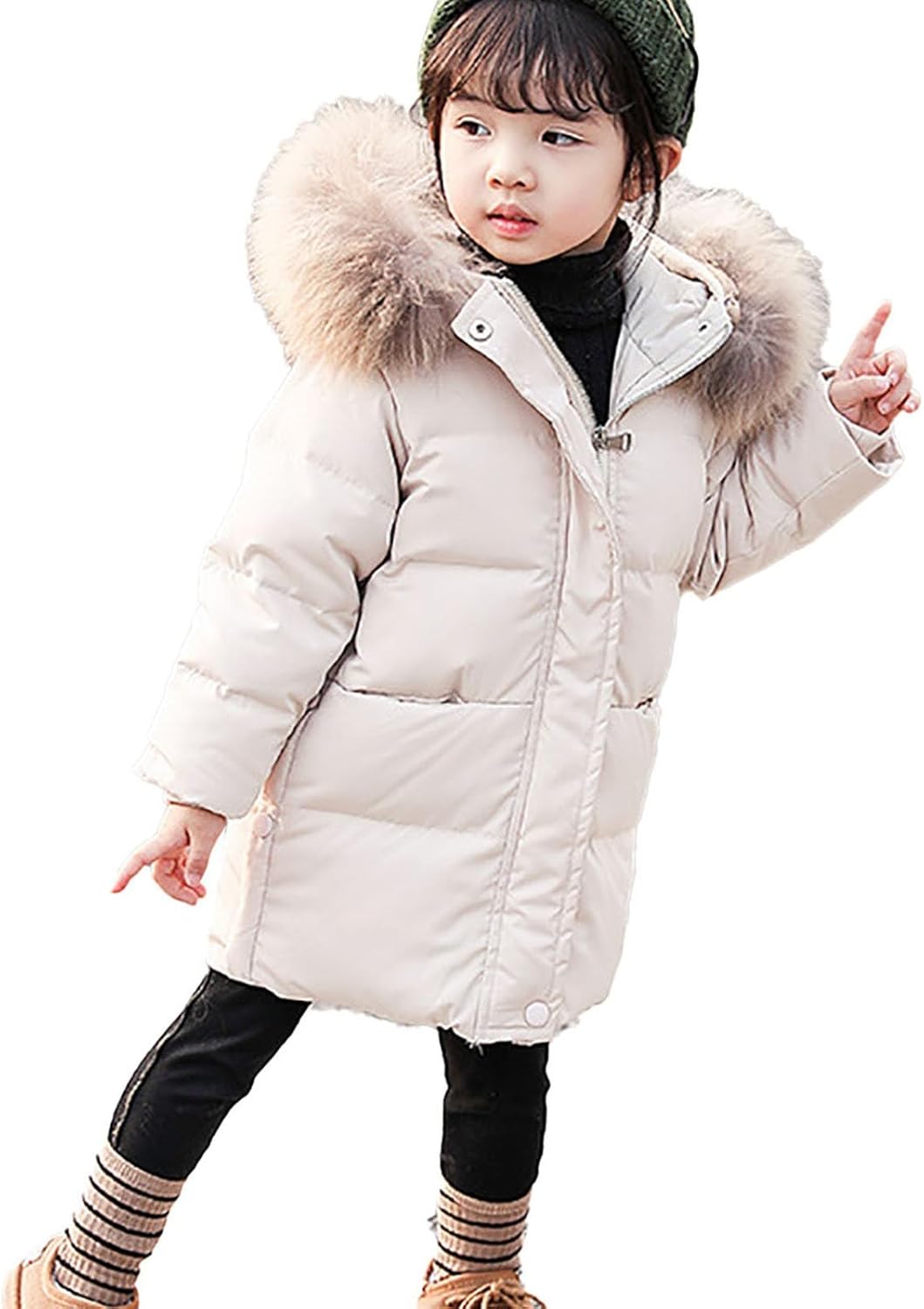 KAGAYD Toddlers Boys Girls Winter Coats Solid Puffer Jacket Hooded Down Snow Jacket Coat Outerwear