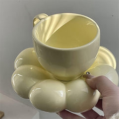 Premium Ceramic Coffee Mug Tea Cup Water Cup,with Saucer Ceramic Creative Flower Tea Cup Saucer Set Kitchen Office Tableware Birthday Gifts Cups Set(Color:Yellow) (Color : B) (Color : Yellow)