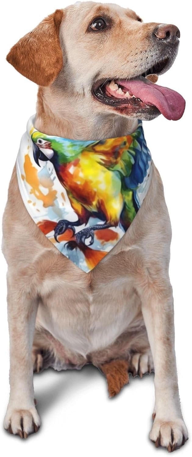 Flying Parrot Dog Bandana Pet Scarf Accessories for Small Medium Dogs Cats Photo Prop, Triangle Pet Bandanas Adjustable Puppy Bib Washable Dog Kerchief Puppy Neckerchief