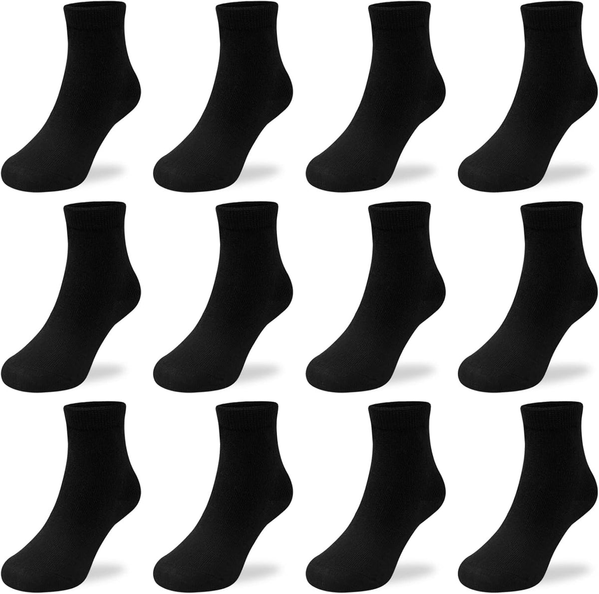 BOOPH 12 Pairs Boys Girls Athletic Crew Socks Toddler Kids Sport Ankle Socks