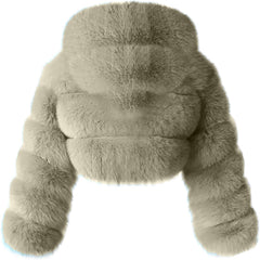 XUNRYAN Girls Winter Faux-Fur Coat Fashion Jackets Cropped Warm Coat Long Sleeve Hooded Casual Fuzzy Outerwear Short Coat