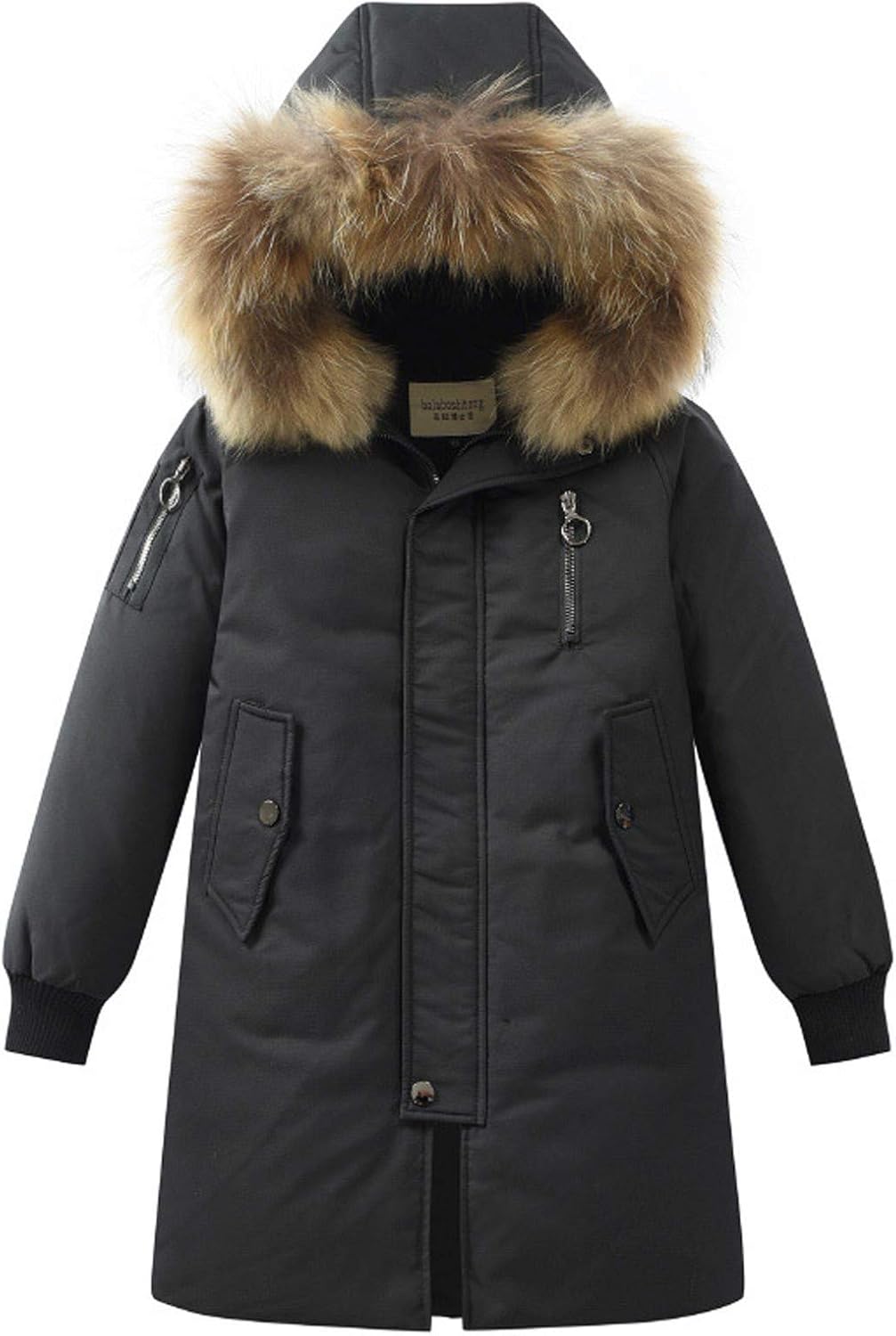 4-15Years Girls' Boys' Hooded Down Coats Winter Warm Jacket Solid Puffers Outerwear for Little Kids/Big Kids