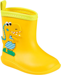 Kids Outside Winter Boots Little Child Toddler Boys Girls Multicolor Rain Boots Dinosaur Boots with Bows on The Back