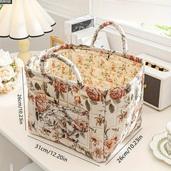 Boho Fabric Storage Basket, Large Capacity Decorative Laundry Hamper - Collapsible & Portable Folding Storage Bag for Clothes, Toys, Dorm(Light green)