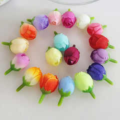 Artificial Plant Fake Flower Exquisite 50Pcs 2cm Fake Roses Bud Artificial Flower Wedding Bride Bouquet DIY Party Decor for Home-Dark Pink