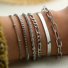 Layered Bracelet Set for Women Silver Bracelets Cuff Accessories Stack Bracelets Silver Jewlery