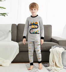 Little Boys Pajamas Fire Truck Kids Train 2 Piece Pjs Dinosaur Sleepwear Toddler Boy Tractor Clothes Sets 2-7 Years