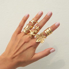 Chunky Gold Rings for Women Bold Statement Jewelry Fashion Ring Set