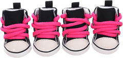 Pet Shoes, Dog Boots, 4Pcs Anti-Slip Laced Breathable Pet Shoes Boots Sneakers, Small Dog Size, Black