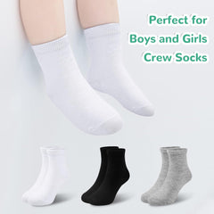 BOOPH 12 Pairs Boys Girls Athletic Crew Socks Toddler Kids Sport Ankle Socks