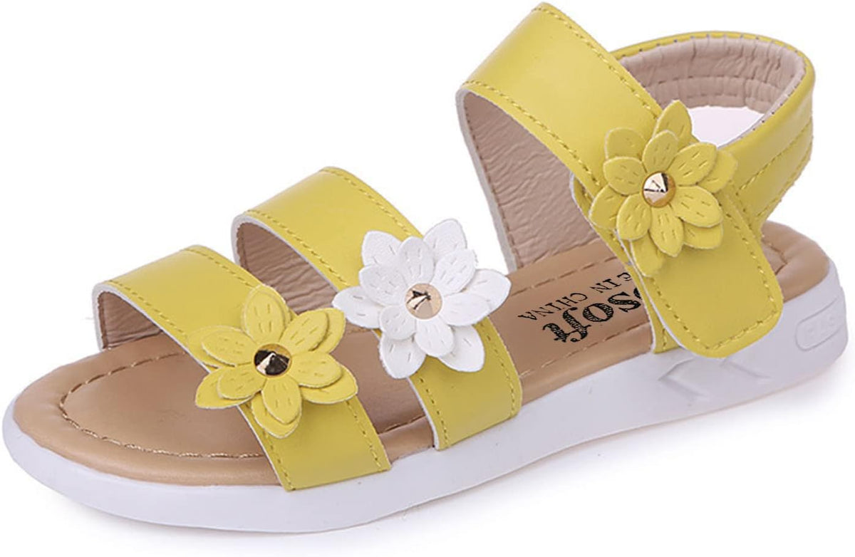 Baby Girls Sandals Open Toe Flat Toddler Kids Flower Rubber Sole Non-Slip Sandals Summer Beach Pool Sports Sandals