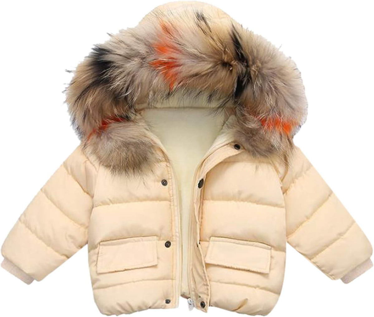 Baby Boy Girl Winter Coat Thick Warm Fleece Lined Hooded Puffer Jacket Fur Collar Down Outerwear Toddler Snowsuit