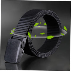 Mens Canvas Web Belt Lightweight Nylon Woven Belt with Airport Friendly Plastic Automatic Buckle Breathable Moisture Wicking for Jeans and Military Pants Black Tank Texture