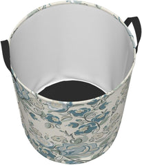 Summer Flowers Laundry Hamper Circular Laundry Basket Bin Dirty Clothes Bag Storage Basket Small