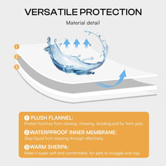 Waterproof Pet Blanket, Liquid Pee Proof Dog Blanket for Sofa Bed Couch, Reversible Sherpa Fleece Furniture Protector Cover for Small Medium Large Dogs Cats, Grey Beige Small（40" x 28"）