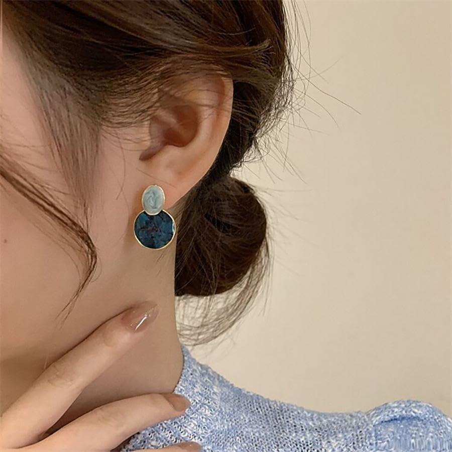 Round Drop Earrings for Women Minimalist Dangle Hoop Earrings Lightweight Everyday Jewelry