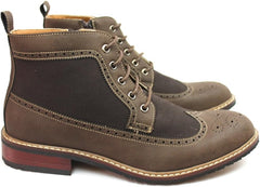 Ferro Aldo High Top Wing Tip Brogue Dress/Casual Chocolate Brown Boots Original Perforation 806278